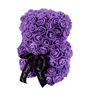 Мишка из 3D роз 25 см фиолетовый 8780 фото