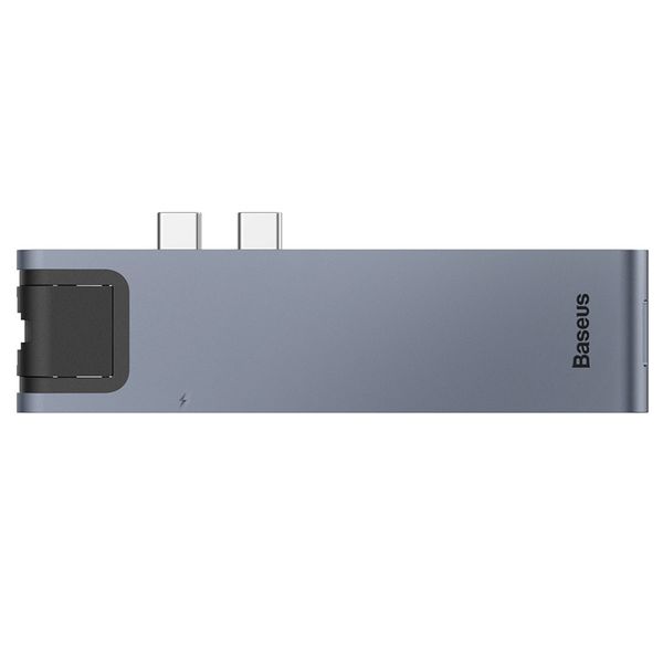 USB Hub Baseus Thunderbolt C Pro Dual Type-C to USB3.0*2+HDMI+RJ45+Type-C PD+ microSD+ SD(CAHUB-L0G) 16514 фото