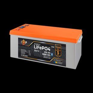 Акумулятор LP LiFePO4 25,6V &mdash; 230 Ah (5888Wh) (BMS 200A/200А) пластик LCD Smart BT 31356 фото