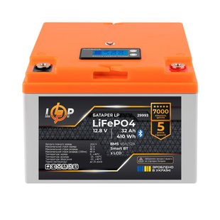 Акумулятор LP LiFePO4 12,8V - 32 Ah (410Wh) (BMS 40А/32A) пластик LCD Smart BT 29993 фото