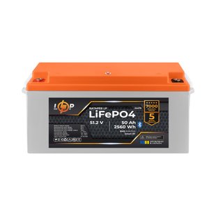 Акумулятор LP LiFePO4 12,8V - 50 Ah (640Wh) (BMS 80А/50A) пластик LCD Smart BT 24479 фото