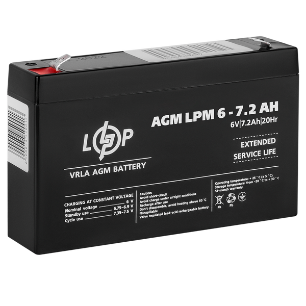 Акумулятор AGM LPM 6V - 7.2 Ah 3859 фото