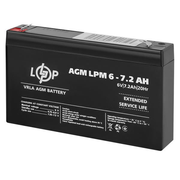 Акумулятор AGM LPM 6V - 7.2 Ah 3859 фото