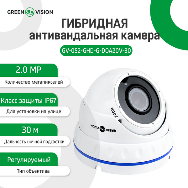 Гібридна антивандальна камера GV-052-GHD-G-DOA20V-30 1080Р 4936 фото