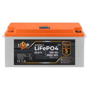 Акумулятор LP LiFePO4 24V (25,6V) - 100 Ah (2560Wh) (BMS 80/40А) пластик LCD для ДБЖ 22417 фото