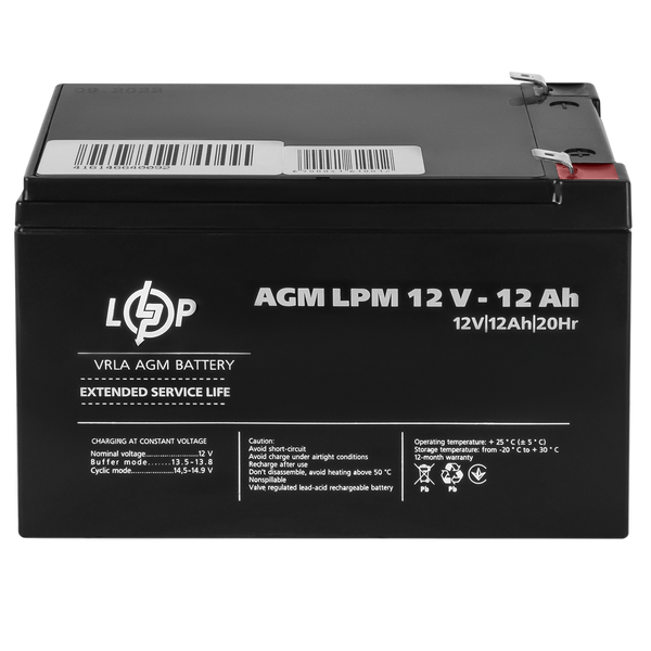 Акумулятор AGM LPM 12V - 12 Ah 6550 фото