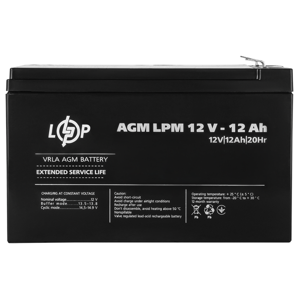 Акумулятор AGM LPM 12V - 12 Ah 6550 фото