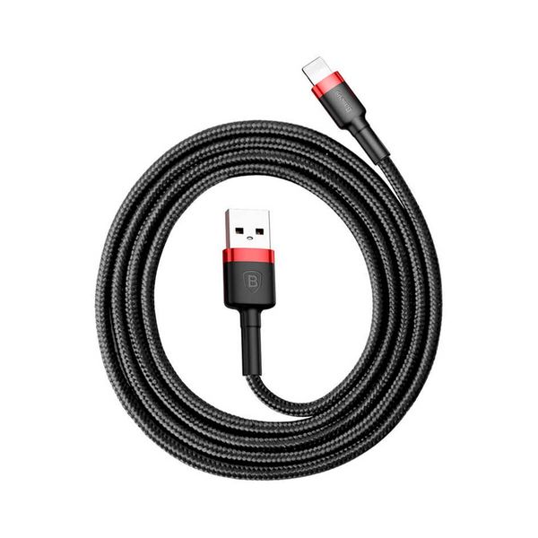 Кабель Baseus Cafule USB 2.0 to Lightning 1.5A 2M Чорний/Червоний (CALKLF-C19) 16577 фото