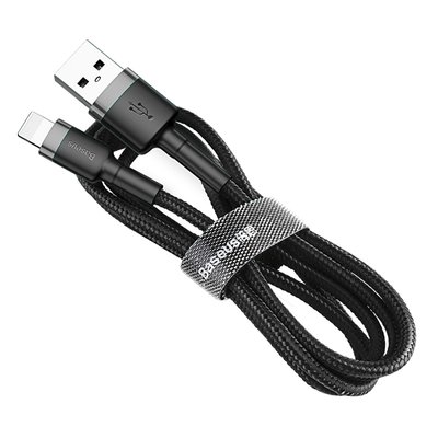 Кабель Baseus Cafule USB 2.0 to Lightning 2A 3M Чорний/Сірий (CALKLF-RG1) 16594 фото