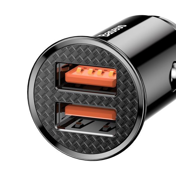Автомобільний зарядний пристрій Baseus Circular Plastic A+A 30W Dual QC3.0 Чорний (CCALL-YD01) 16606 фото