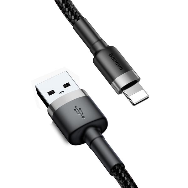 Кабель Baseus Cafule USB 2.0 to Lightning 2A 3M Чорний/Сірий (CALKLF-RG1) 16594 фото