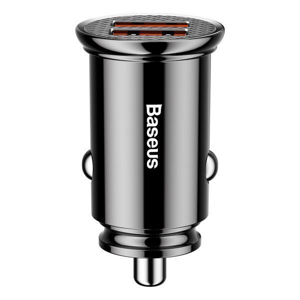 Автомобільний зарядний пристрій Baseus Circular Plastic A+A 30W Dual QC3.0 Чорний (CCALL-YD01) 16606 фото