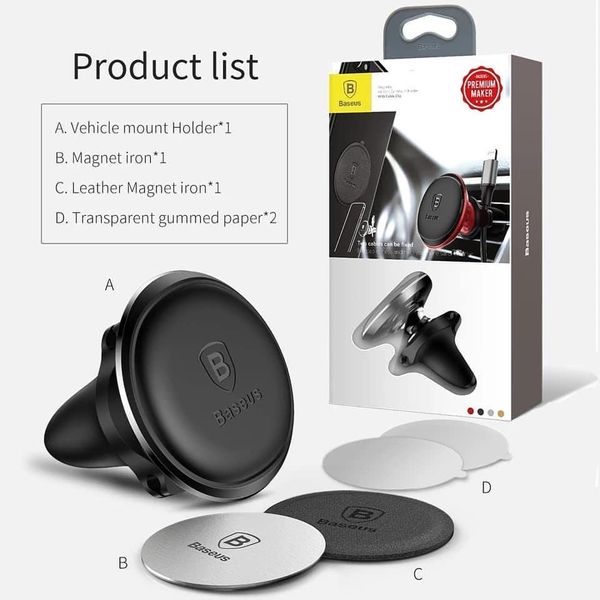 Автодержатель Baseus Magnetic Air Vent Car Mount Holder Black (SUGX-A01) 16613 фото