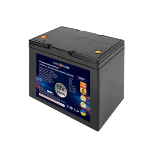 Акумулятор LP LiFePO4 12V (12,8V) - 90 Ah (1152Wh) (Smart BMS 60A/30А) пластик 18619 фото