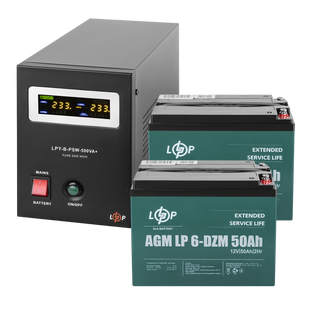 Комплект резервного живлення LP (LogicPower) ДБЖ + DZM батарея (UPS B500 + АКБ DZM 1300W) 19776 фото