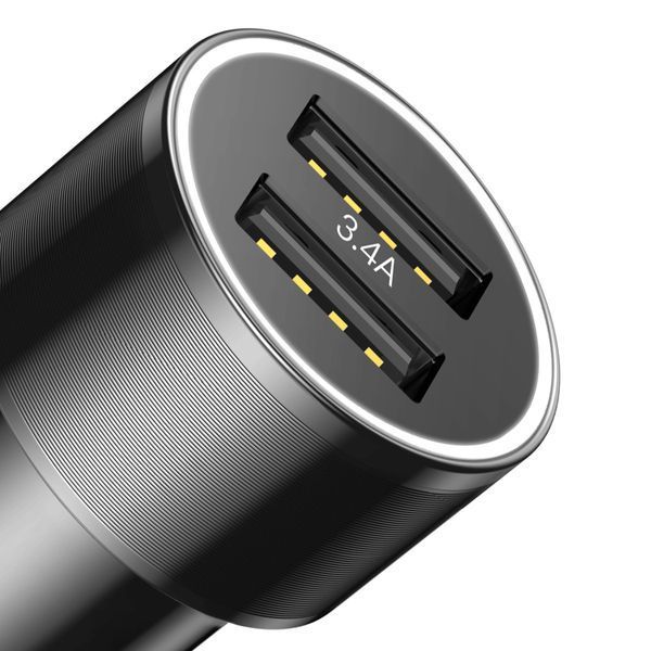 Автомобільний зарядний пристрій Baseus Small Screw 3.4 A Dual-USB Lightning Чорний (TZXLD-A01) 16701 фото