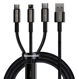 Кабель Baseus Tungsten Gold USB 2.0 to Lightning+Type-C+microUSB 3.5A 1.5M Черный (CAMLTWJ-01) 16484 фото