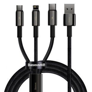 Кабель Baseus Tungsten Gold USB 2.0 to Lightning+Type-C+microUSB 3.5A 1.5M Черный (CAMLTWJ-01) 16484 фото