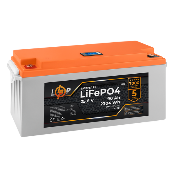 Аккумулятор LP LiFePO4 LCD 24V (25,6V) - 90 Ah (2304Wh) (BMS 150A/75А) пластик для ИБП 20983 фото