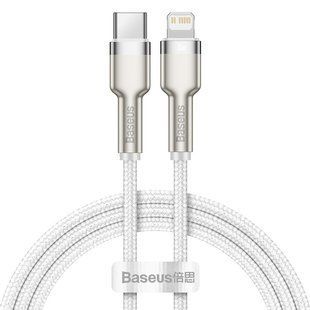 Кабель Baseus Cafule metal Type-C to Lightning PD 20W 1M Белый (CATLJK-A02) 16501 фото