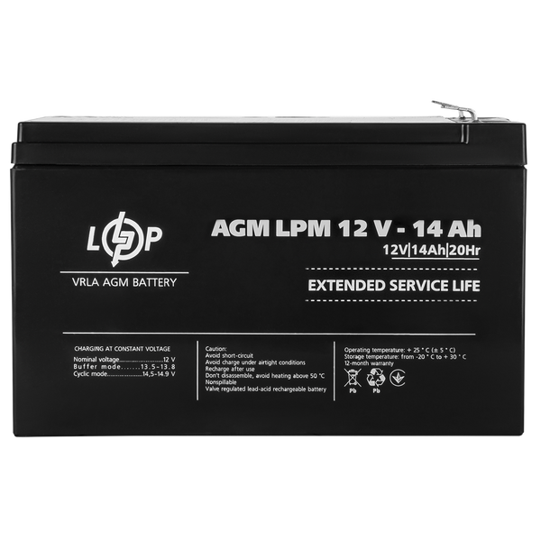 Акумулятор AGM LPM 12V - 14 Ah 25435 фото