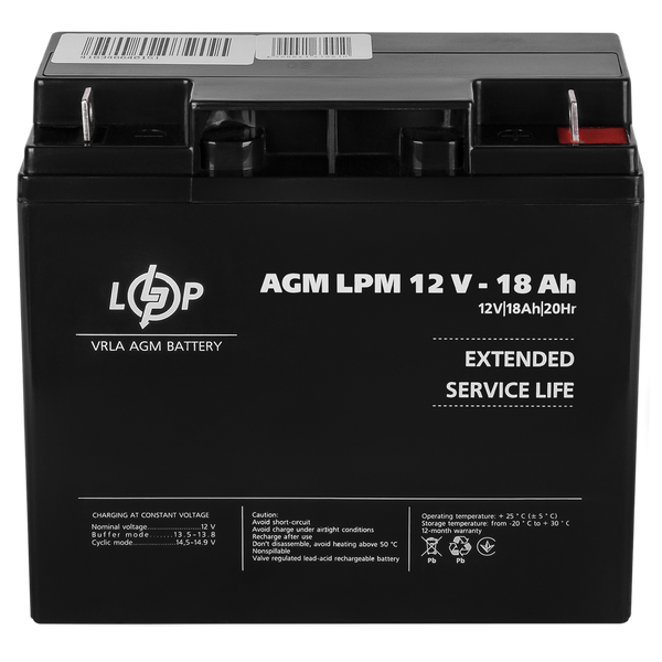 Акумулятор AGM LPM 12V - 18 Ah 4133 фото