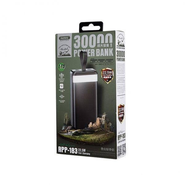 Зовнішній акумулятор Remax Leader 22.5W LED light 30000mAh Білий (RPP-183) 18711 фото