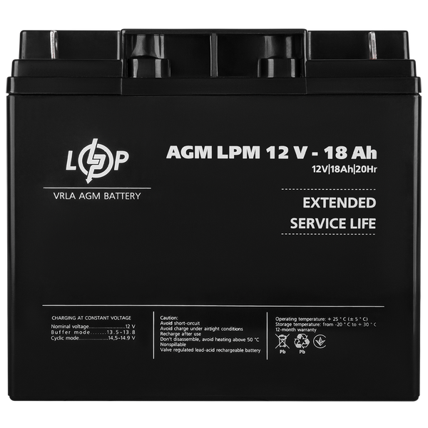 Акумулятор AGM LPM 12V - 18 Ah 25436 фото