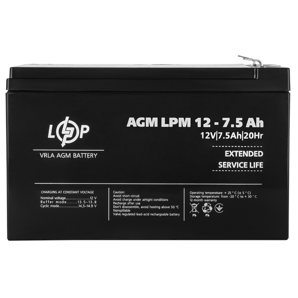 Акумулятор AGM LPM 12V - 7.5 Ah 3864 фото