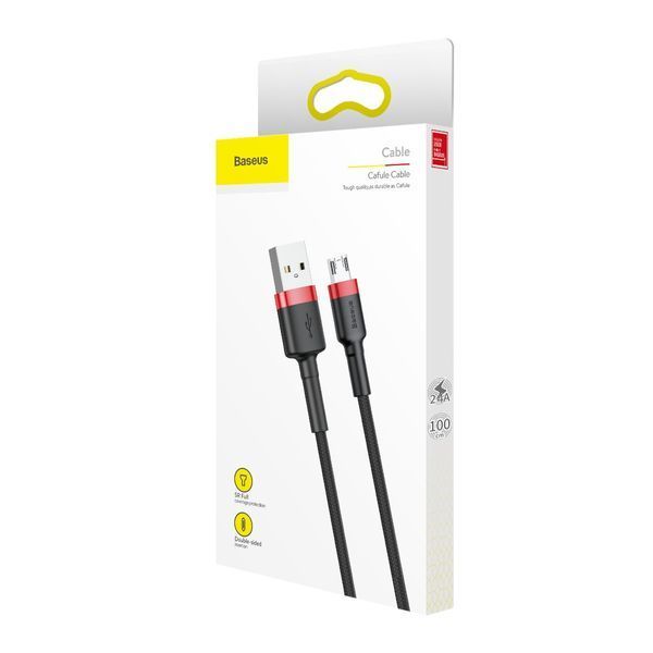 Кабель Baseus Cafule microUSB 2.4A 1M Черный/Красный (CAMKLF-B91) 16595 фото