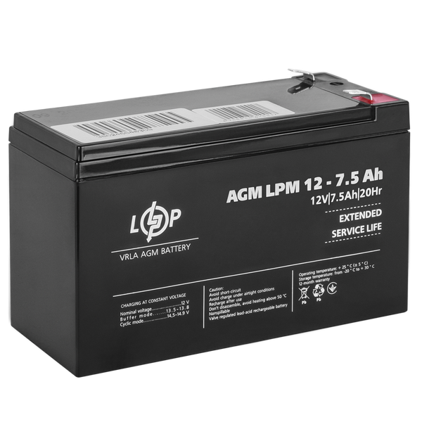 Акумулятор AGM LPM 12V - 7.5 Ah 3864 фото