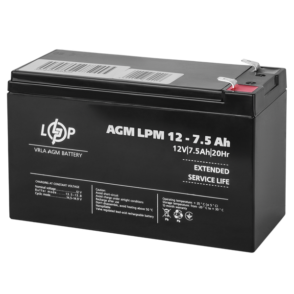 Акумулятор AGM LPM 12V - 7.5 Ah 3864 фото