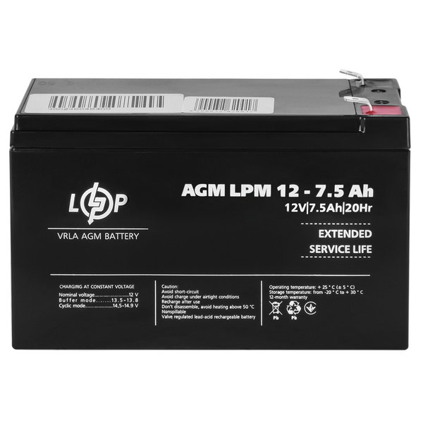 Акумулятор AGM LPM 12V - 7.5 Ah 3864 фото