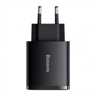 Мережевий зарядний пристрій Baseus Compact Quick Charger 2U+C 30 W EU Чорний (CCXJ-E01) 18640 фото
