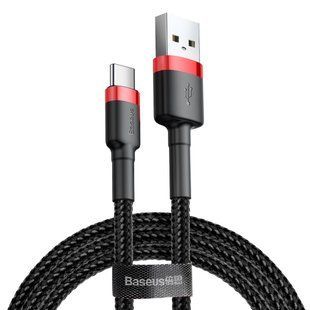 Кабель Baseus Cafule USB 2.0 to Type-C 3 A 0.5M Чорний/Червоний (CATKLF-A91) 16491 фото