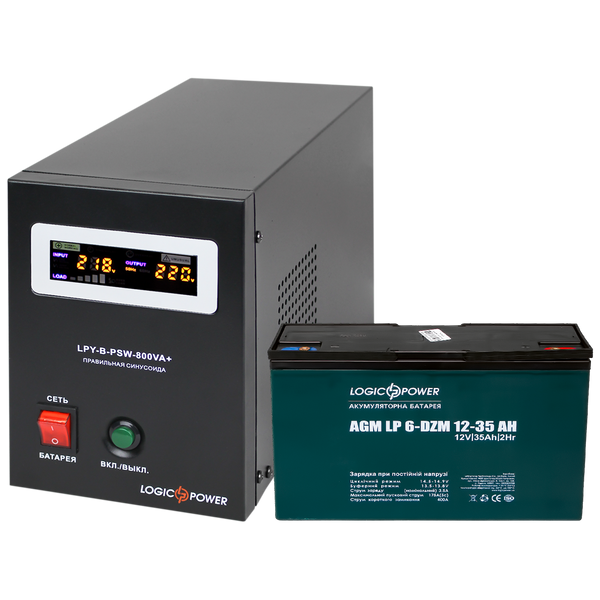 Комплект резервного живлення LP (LogicPower) ДБЖ + DZM батарея (UPS B800 + АКБ DZM 455W) 19772 фото