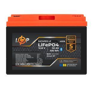 Акумулятор LP LiFePO4 12,8V - 32 Ah (410Wh) (BMS 40А/32A) пластик Smart BT 40518 фото