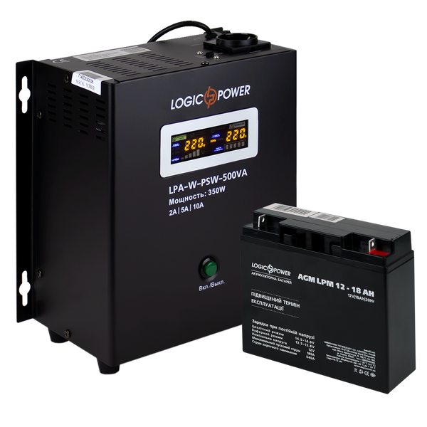 Комплект резервного живлення для котла LP (LogicPower) ДБЖ + AGM батарея (UPS A500 + АКБ AGM 235W) 14010 фото