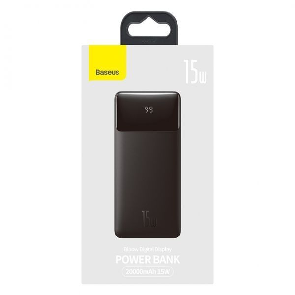 Зовнішній акумулятор Baseus Bipow Digital 15W 20000mAh Чорний (PPDML-J01) 17007 фото